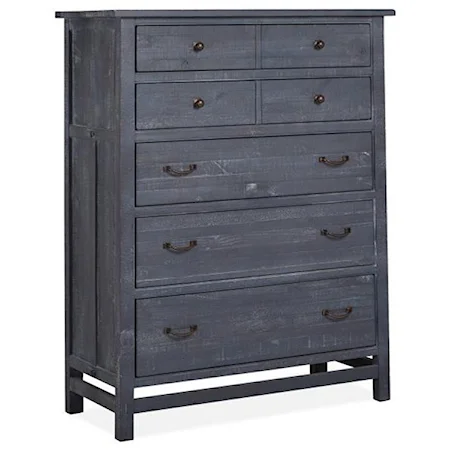 Rustic 5 Drawer Chest with Weathered Finish